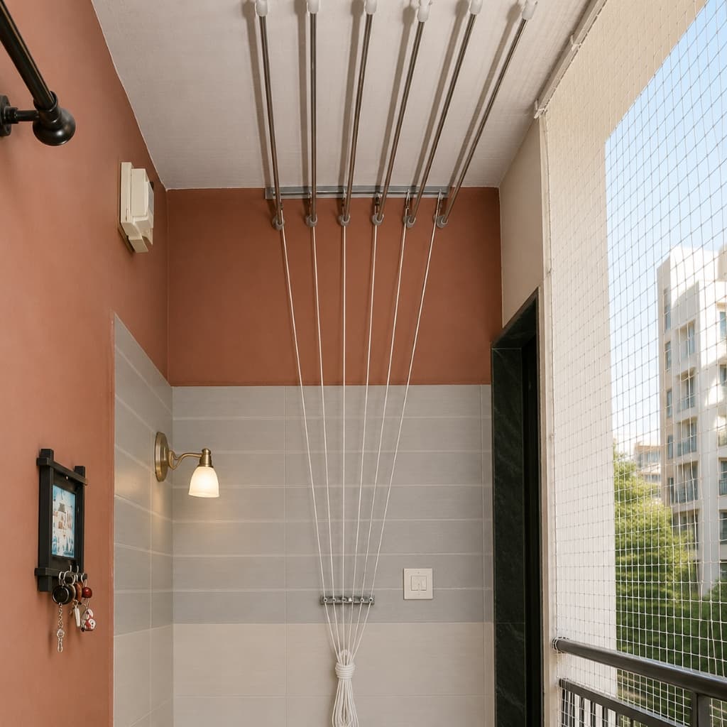 Ceiling Cloth Hangers - SS Rod Pulley System
